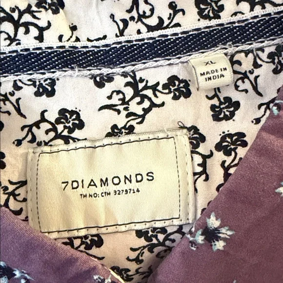 7 Diamonds Men's Purple Floral Button Down Shirt - Picture 2 of 4